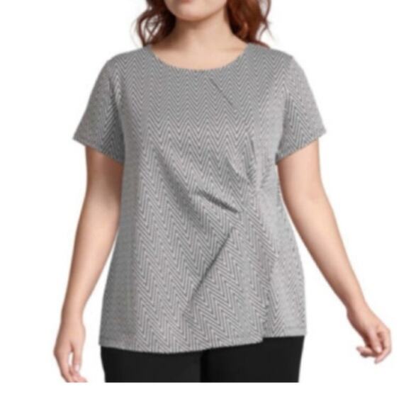 Liz Claiborne Short Sleeve Asymmetrical Top - Picture 1 of 7